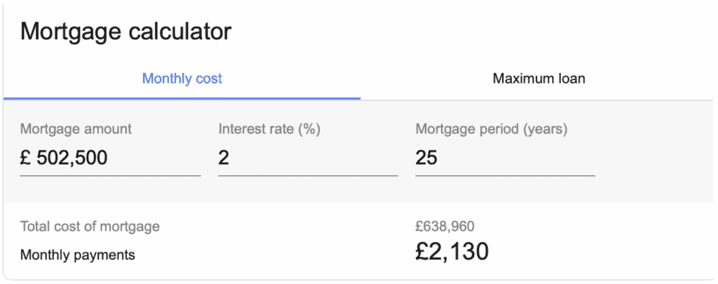 Mortgage calculator screenshot 2